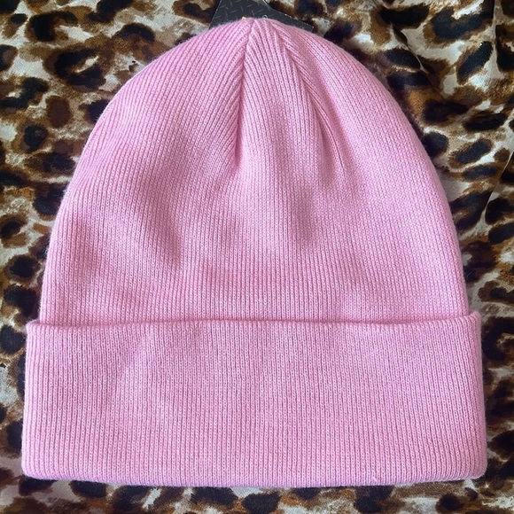 Brand New Caterpillar CAT Pink Knit Cuffed Beanie Hat White Embroidered Logo - Picture 5 of 11